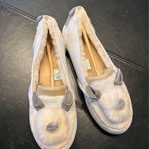 UGG Hailey shearling lined moccasin slippers baby blue